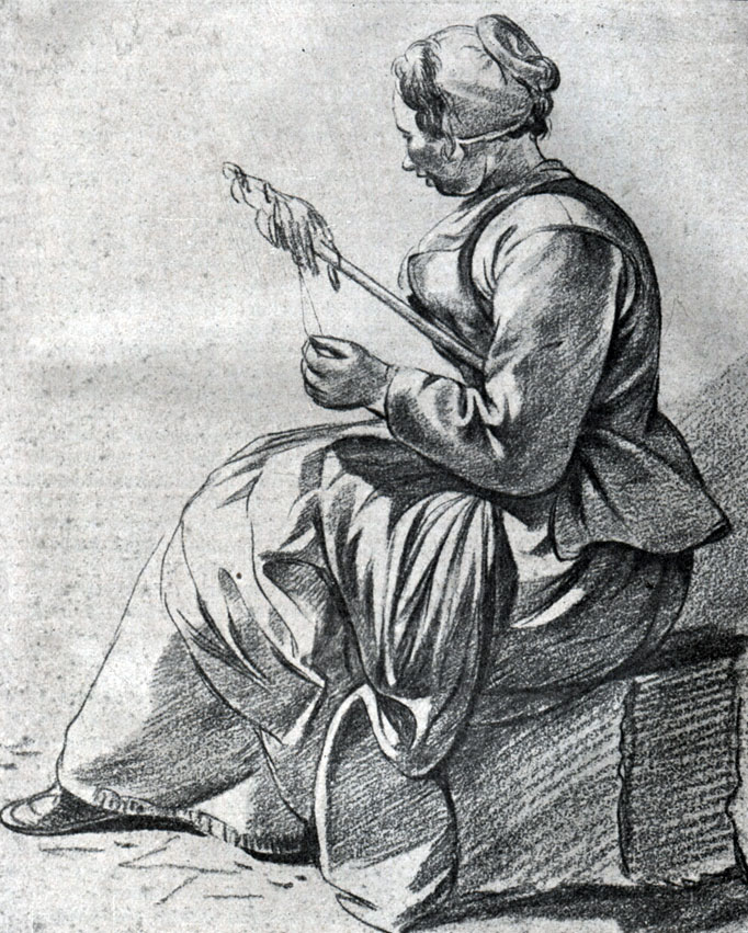К. П. Бега (1620-1664). Прядильщица. Из коллекции Моск. Музея Изобразительных искусств