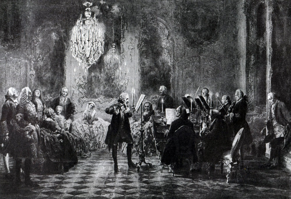 Германское искусство. II. А. Менцель (1815-1905). Концерт в Сан-Суси. (Берлин. Национальная галлерея)
